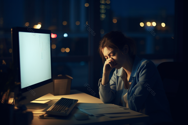 室内职场里熬夜加班眼睛疲劳的白领女性特写摄影图,高清,摄影图,摄影图片,图片大全,摄影图免费下载